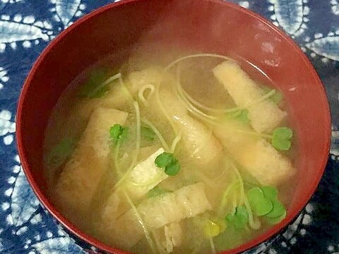 かいわれ大根と油揚げの味噌汁